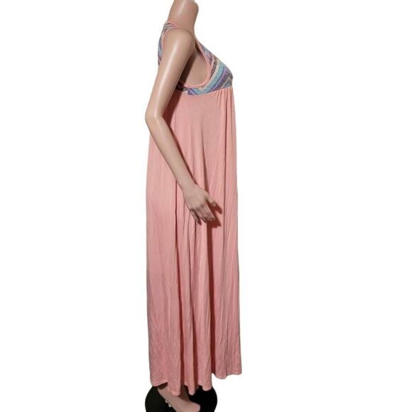 BomBom women's crew neck sleeveless peach maxi dress S - Picture 2 of 4